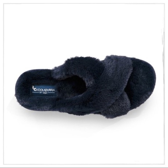 Ugg Koolaburra Navy Blue Ballia Faux Fur Slippers - Picture 3 of 5
